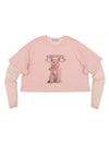 Bella Cat Mesh Layered Long Sleeve T Shirt Pink - VIBEREEN - BALAAN 1