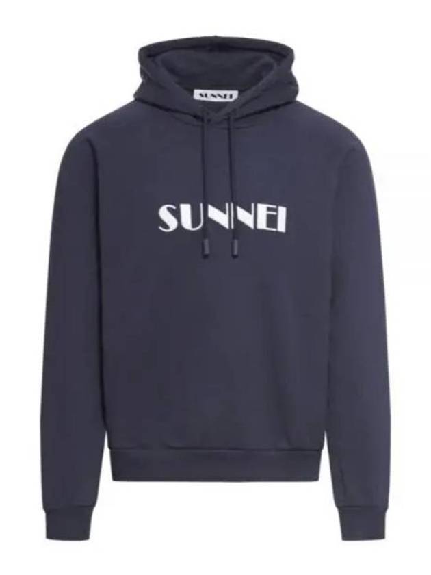 Embroidered Logo Drawstring Hoodie Dark Blue - SUNNEI - BALAAN 2