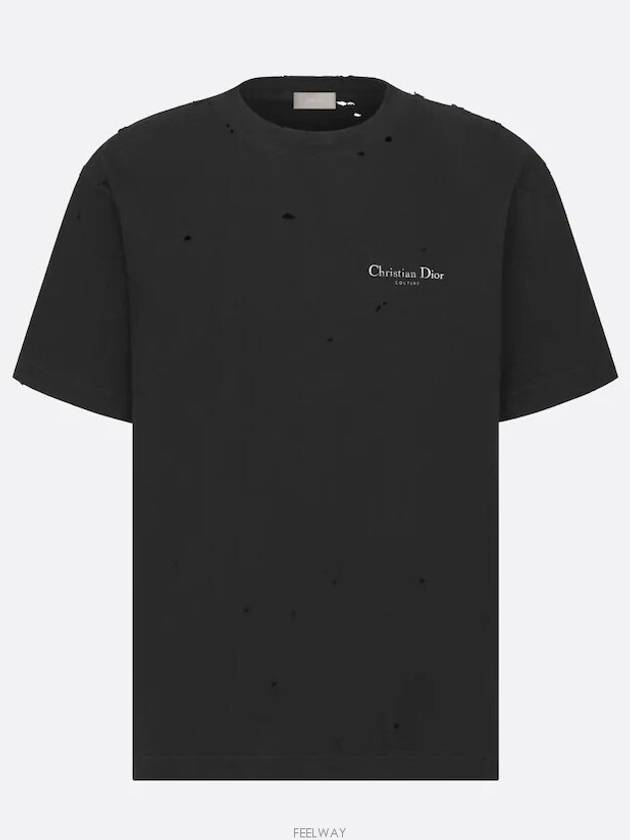 Couture Lettering Logo Short Sleeve T-Shirt Black - DIOR - BALAAN 6