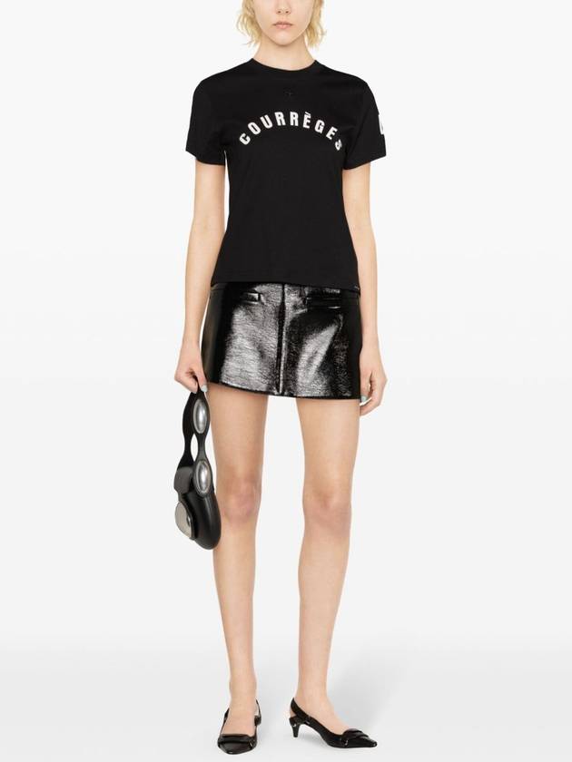 AC Straight Printed Short Sleeve T-Shirt Black - COURREGES - BALAAN 3