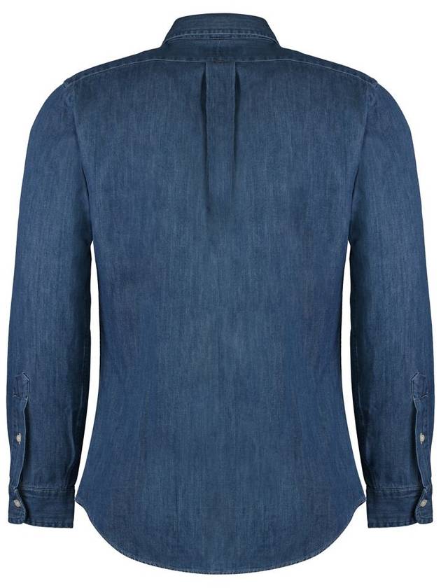 Men's Denim Custom Fit Long Sleeve Shirt Blue - POLO RALPH LAUREN - BALAAN 3