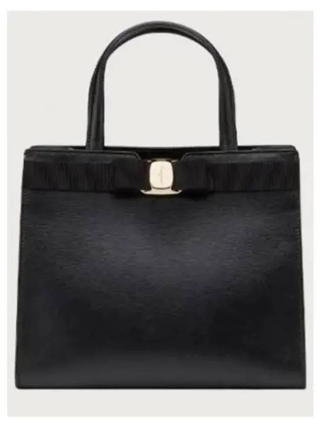 Vara Bow Top Handle Tote Bag Black - SALVATORE FERRAGAMO - BALAAN 2