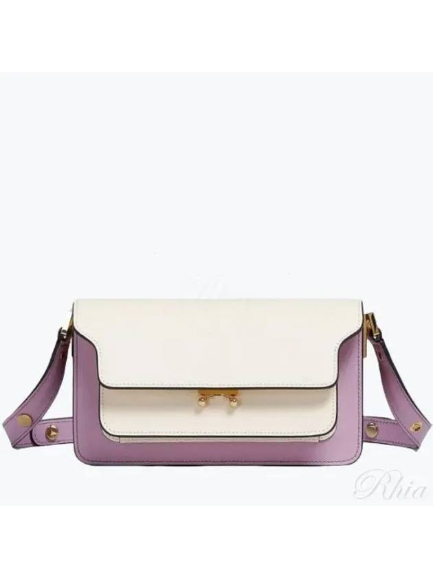 Color Block Trunk Leather Shoulder Bag White Light Lila - MARNI - BALAAN 2