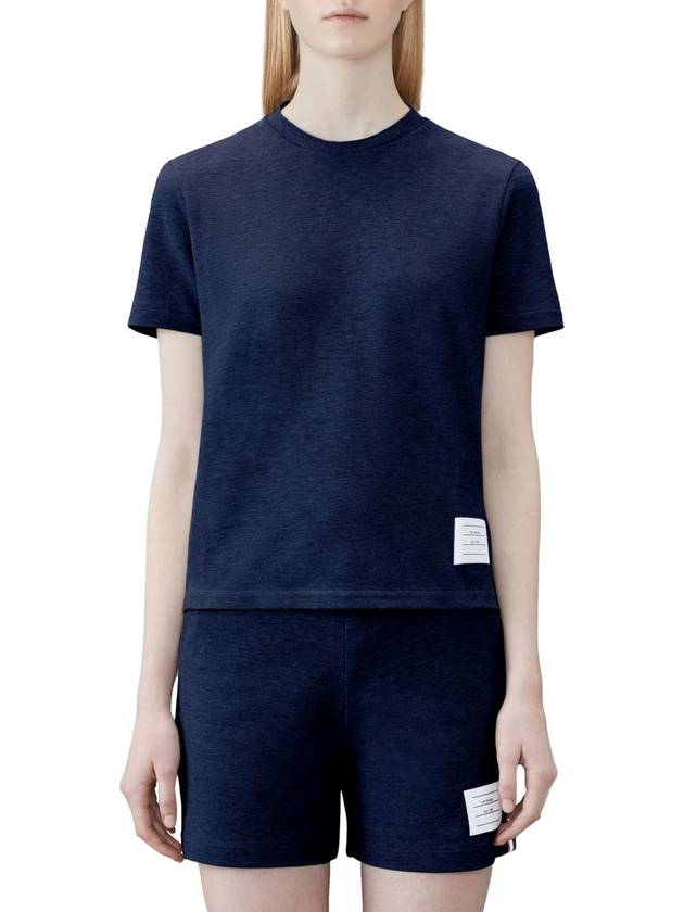 Center Back Stripe Classic Cotton Pique Relaxed Fit Short Sleeve T-Shirt Navy - THOM BROWNE - BALAAN 3