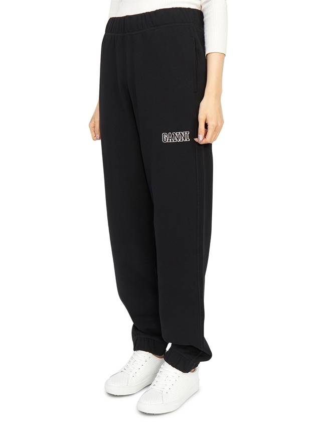 Side Logo Cotton JoGGer Track Pants Black - GANNI - BALAAN 3