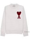 Intarsia Big Heart Logo Wool Knit Top Ivory - AMI - BALAAN 2