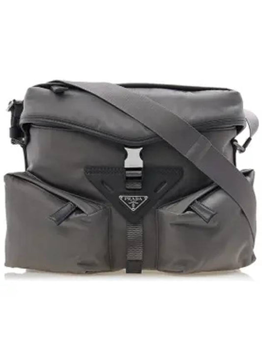 Re-Nylon Leather Shoulder Bag Iron Grey - PRADA - BALAAN 1