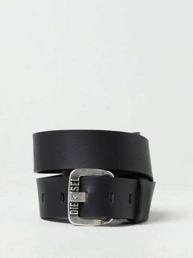 B Star Logo Buckle Leather Belt Black - DIESEL - BALAAN 2