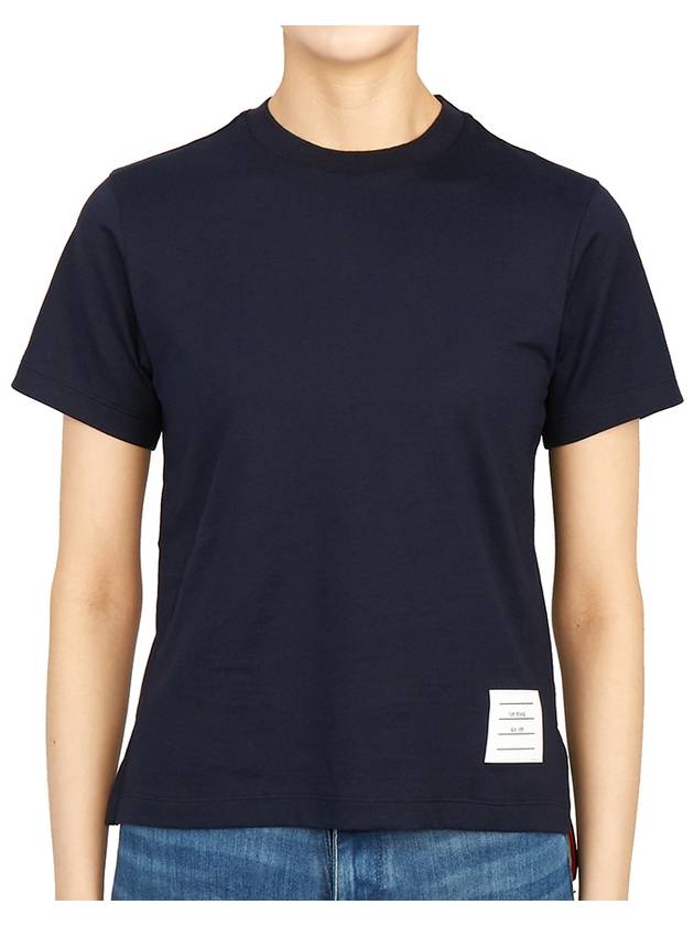 Logo Patch Lightweight Jersey Relaxed Fit Short Sleeve T-Shirt Navy - THOM BROWNE - BALAAN 4