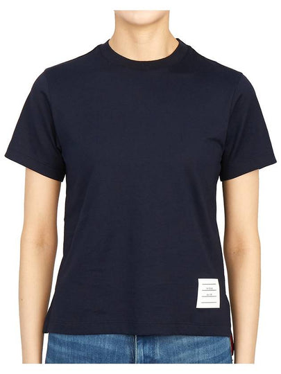 Logo Patch Lightweight Jersey Relaxed Fit Short Sleeve T-Shirt Navy - THOM BROWNE - BALAAN 2