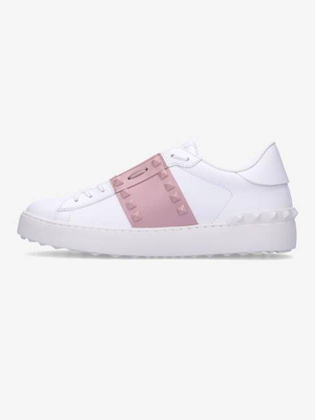 Rockstud Untitled Leather Low Top Sneakers White Pink - VALENTINO - BALAAN 2