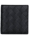 Intrecciato Slim Calfskin Leather Bi-Fold Wallet Black - BOTTEGA VENETA - BALAAN 3