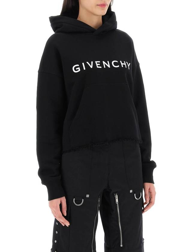 Women's Archetype Crop Fleece Hoodie Black - GIVENCHY - BALAAN 3