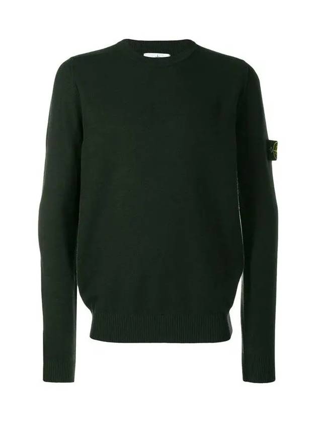 Wappen Patch Crew Neck Wool Knit Top Dark Green - STONE ISLAND - BALAAN 2