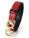 Reversible Gancini Leather Belt Black Lipstick Red - SALVATORE FERRAGAMO - BALAAN 2