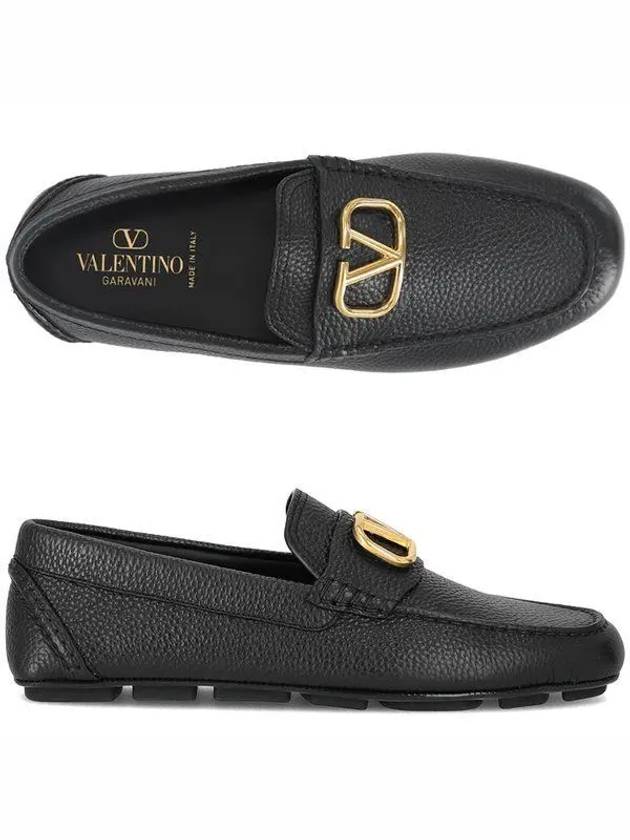 V Logo Leather Loafers Black - VALENTINO - BALAAN 2