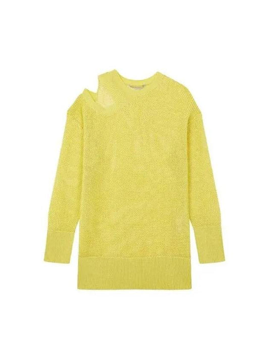 Cut-out shoulder cotton knit yellow - STELLA MCCARTNEY - BALAAN 1