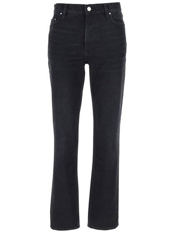 Black Flared Jeans With High Waist And Patch Logo On The Rear In Denim Woman - TOTEME - BALAAN 1