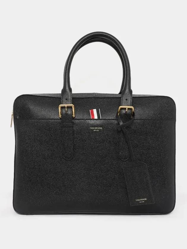 Grain Leather Three-Stripe Tab Business Brief Case Black - THOM BROWNE - BALAAN 4