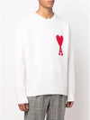 Big Heart Logo Wool Sweatshirt White BFUKS002 - AMI - BALAAN 4