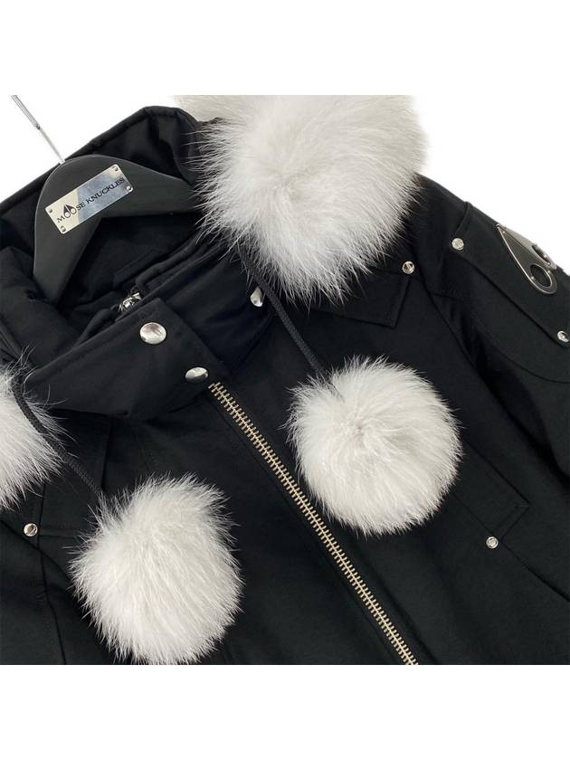 Women's Original Debbie Bomber Jacket White Fox Fur Black - MOOSE KNUCKLES - BALAAN 3