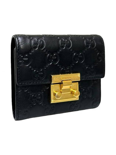 Women s 453155 Black Leather GG Cima Padlock Bicycle Wallet - GUCCI - BALAAN 2