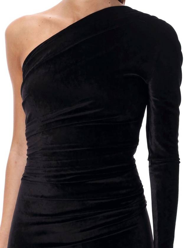 One Shoulder Velvet Long Dress Black - BALENCIAGA - BALAAN 4