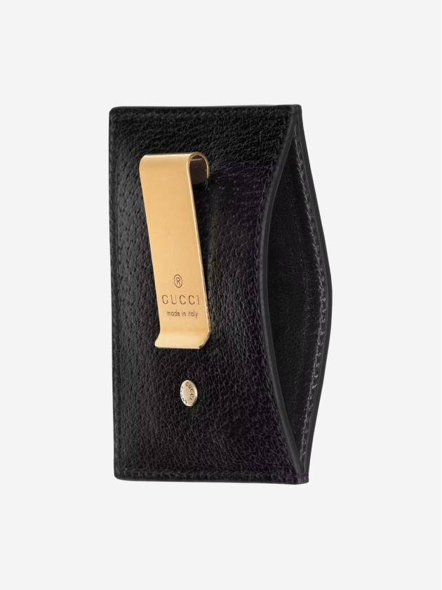 GG Marmont Leather Card Wallet Black - GUCCI - BALAAN 3