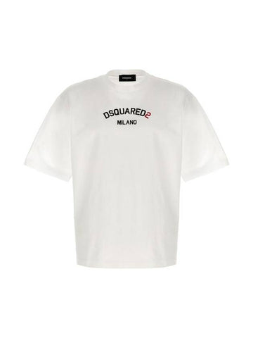 Logo Print Short Sleeve T Shirt White - DSQUARED2 - BALAAN 1