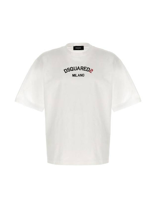 Logo Print Short Sleeve T Shirt White - DSQUARED2 - BALAAN 1