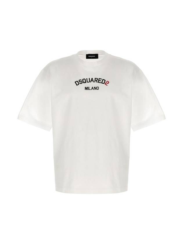 Logo Print Short Sleeve T Shirt White - DSQUARED2 - BALAAN 1