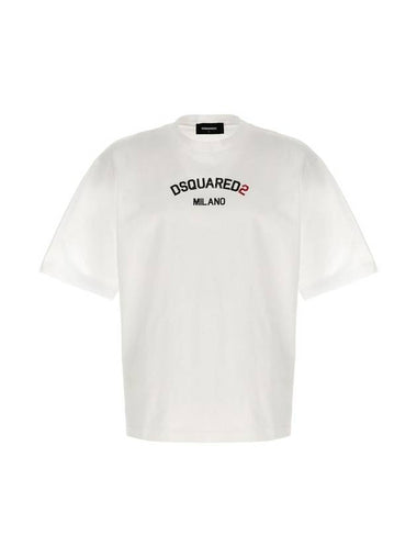 Logo Print Short Sleeve T Shirt White - DSQUARED2 - BALAAN 1