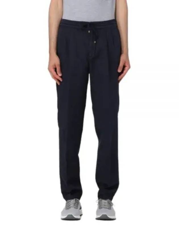 Drawstring Pleated Tapered Straight Pants Navy - BRUNELLO CUCINELLI - BALAAN 2