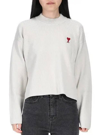 Red ADC Chain Stitch Heart Logo Knit Top Ivory - AMI - BALAAN 2