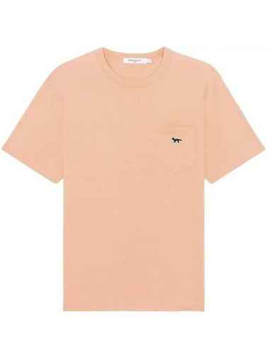 Men's Navy Fox Patch Pocket Short Sleeve T-Shirt Orange - MAISON KITSUNE - BALAAN 1