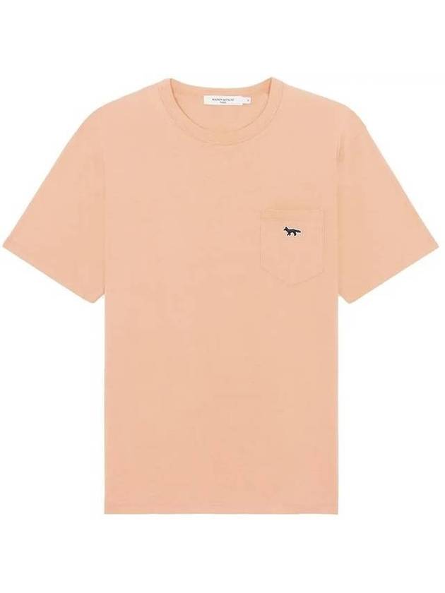 Men's Navy Fox Patch Pocket Short Sleeve T-Shirt Orange - MAISON KITSUNE - BALAAN 1