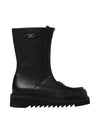 Women's Eurialo Gancini Leather Zip-Up Middle Boots Black - SALVATORE FERRAGAMO - BALAAN 1