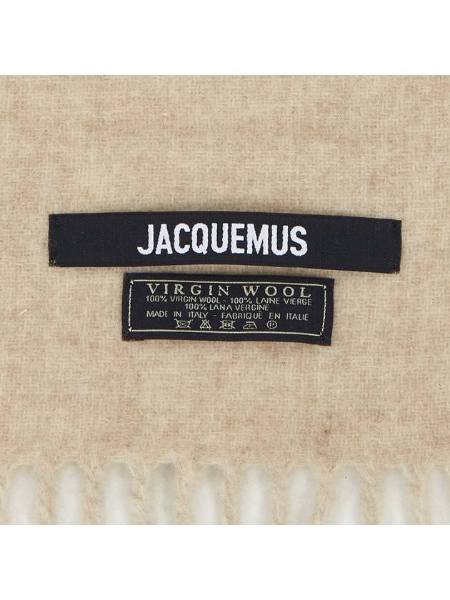 L'Echarpe Fringe Logo Virgin Wool Muffler Beige - JACQUEMUS - BALAAN.