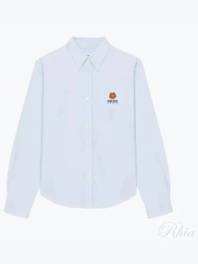 Women's Balk Flower Crest Slim Cotton Long Sleeve Shirt Light Blue - KENZO - BALAAN 2