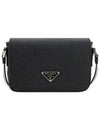 Saffiano Leather Shoulder Bag Black - PRADA - BALAAN 2