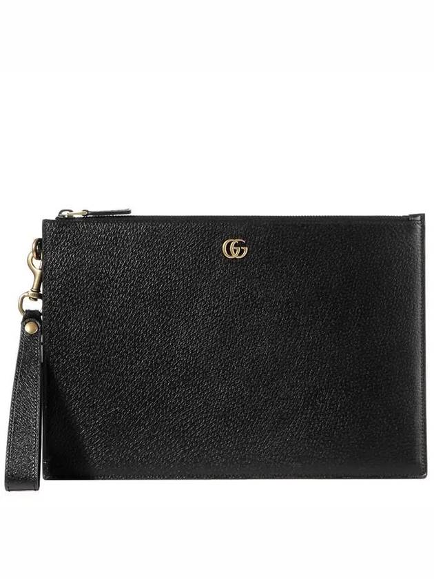 GG Marmont leather strap clutch bag black - GUCCI - BALAAN 2