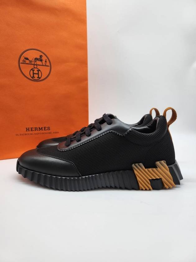 Bouncing Sneakers Technical Canvas Calfskin & Noir Miel - HERMES - BALAAN 5