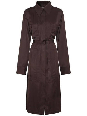 Viscose Trench Coat Brown - JIL SANDER - BALAAN 1