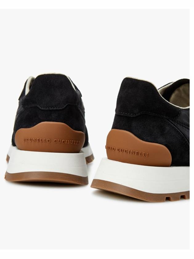 Suede Techno Fabric Runner Low Top Sneakers Black - BRUNELLO CUCINELLI - BALAAN 4