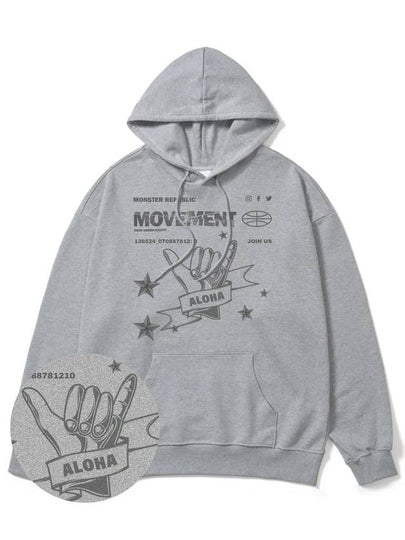 Aloha Gray Overfit Hoodie Gray - MONSTER REPUBLIC - BALAAN 2