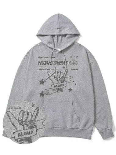 Aloha Grey Overfit Hoodie Grey - MONSTER REPUBLIC - BALAAN 1