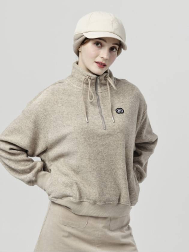 Doyou Know MC Women s Half Zip up Loose Fit Soft Knit Tetch Beige Sweatshirt DO6242SW22 1 - DOYOUKNOWMC GOLF WEAR - BALAAN 3