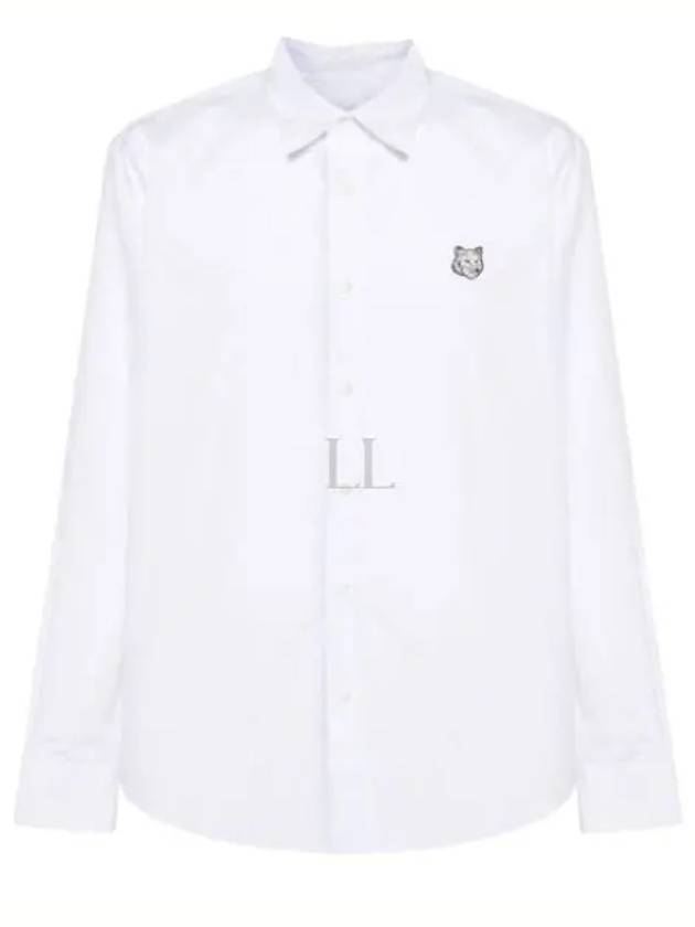 Fox Patch Cotton Long Sleeve Shirt White - MAISON KITSUNE - BALAAN 2