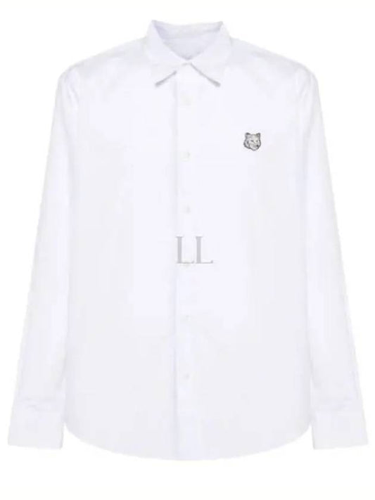 Fox Patch Cotton Long Sleeve Shirt White - MAISON KITSUNE - BALAAN 2