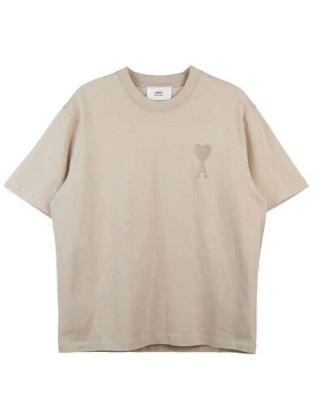 Big Heart Logo Oversized Short Sleeve T-Shirt Beige - AMI - BALAAN 2